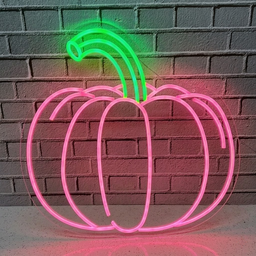 Pumpkin LED Neon Sign Yellow Halloween Neon Light for Fall Decor Bar Wall Decor