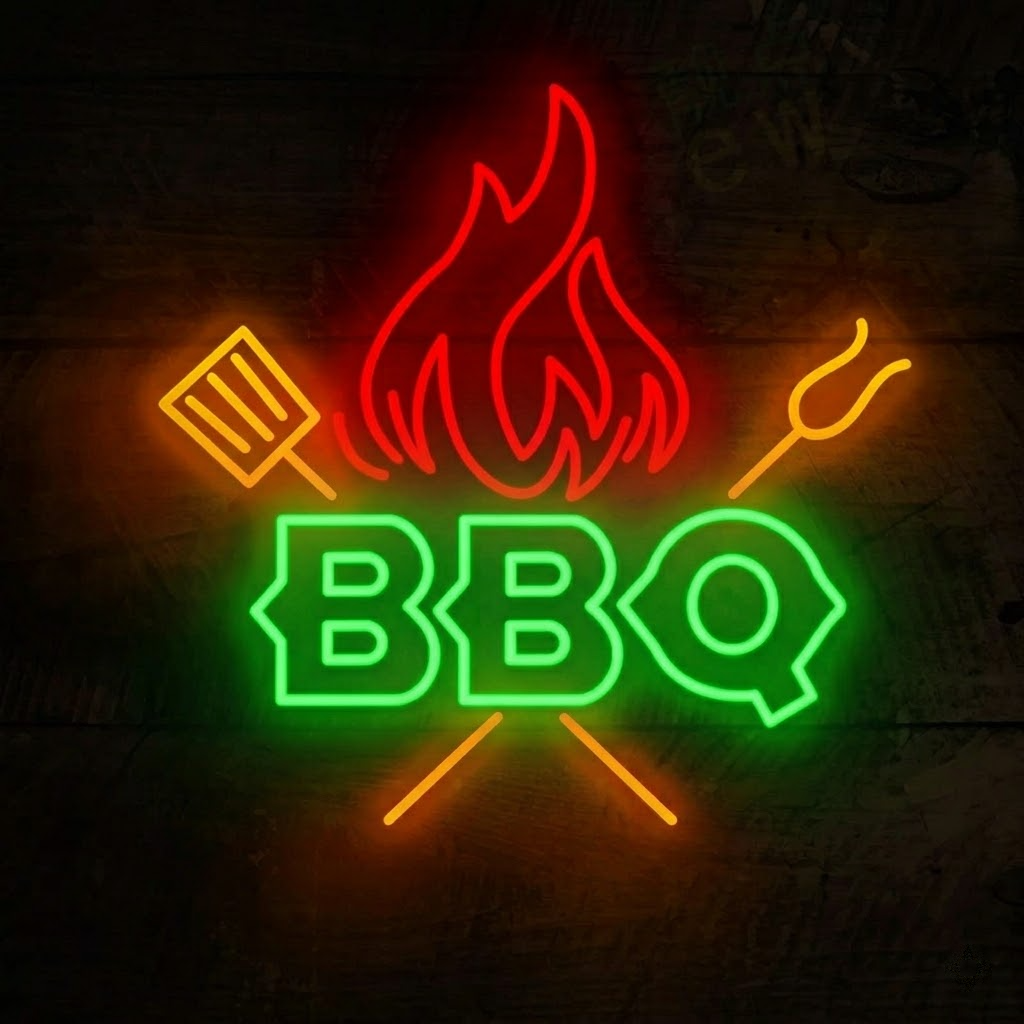 BBQ Flame LED Neon Sign for Barbecue Restaurant Grill Bar and Outdoor Kitchen
