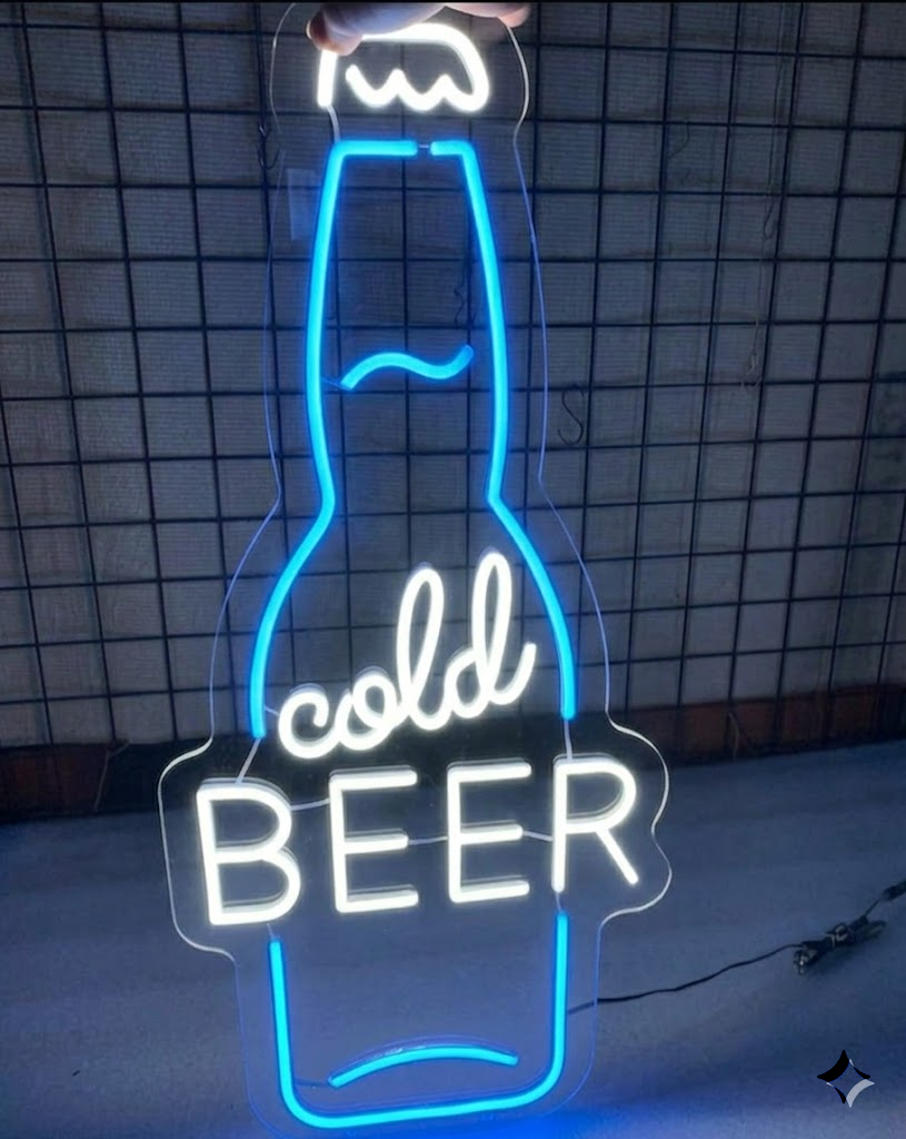 Cold Beer Neon Sign LED Beer Bottle Light for Bar Home Decor
