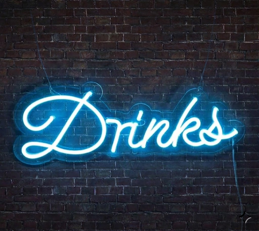 Drinks LED Neon Sign Warm Yellow Script Wall Decor for Home Bar Pub Club and Party Ambiance