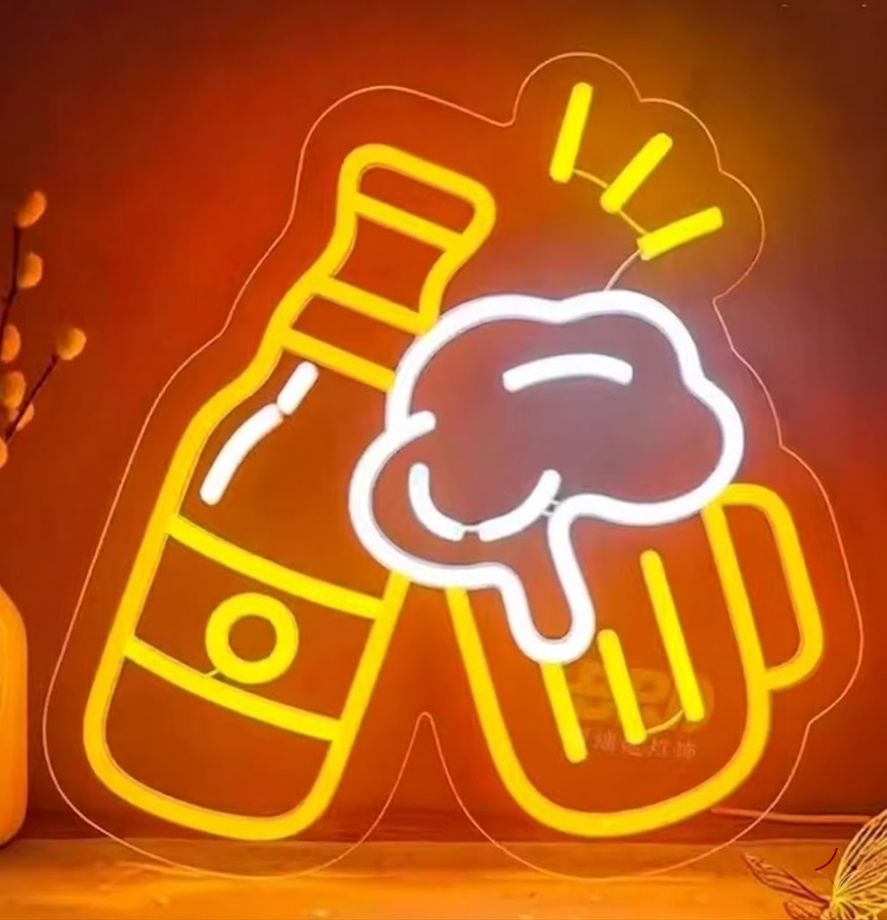 Beer Bottle and Mug Neon Sign LED Light for Bar Pub Home Decor