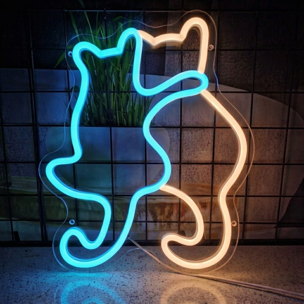 Dual Wave LED Neon Sign for Bedroom, Living Room & Modern Wall Decor
