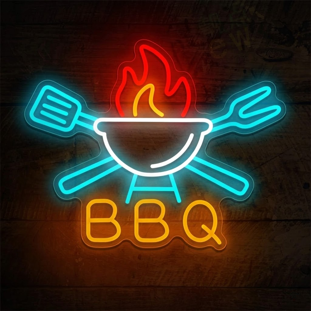 BBQ Grill LED Neon Sign for Barbecue Restaurant Patio and Outdoor Kitchen Decor