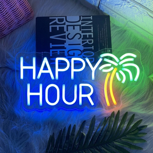 Happy Hour Neon Sign LED Bar Light for Home Pub Party Wall Decor
