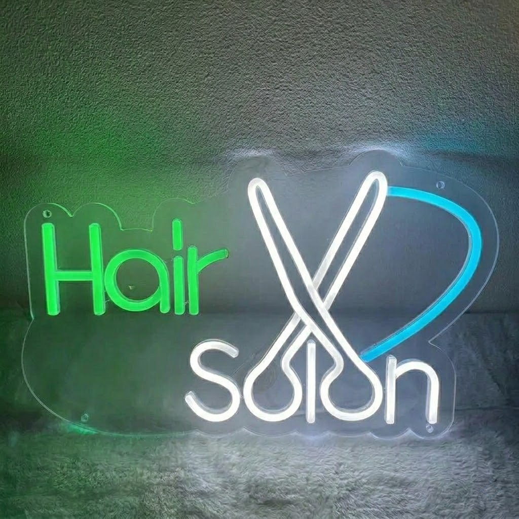 Hair Salon Neon Sign with Scissors LED Neon Light for Beauty Shop Wall Decor