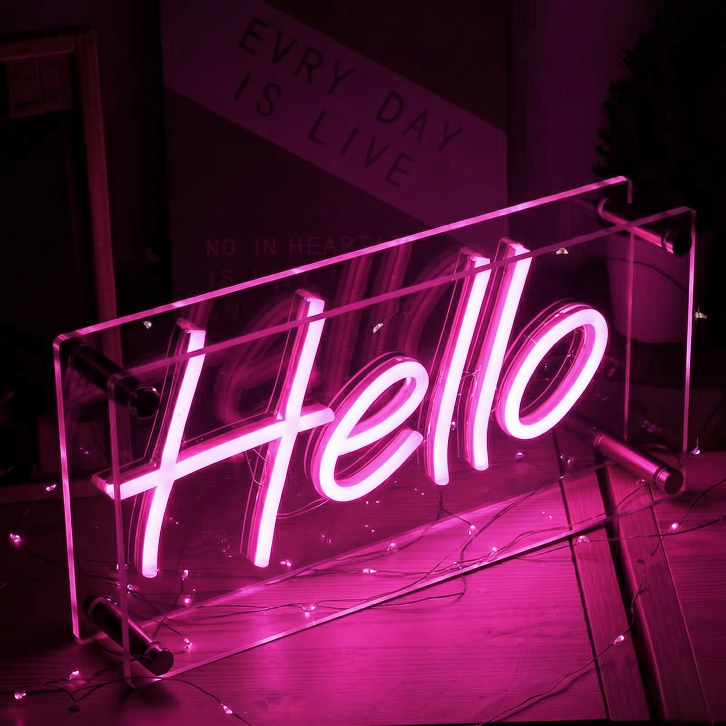 Hello LED Neon Sign Warm White Script Neon Light Wall Decor for Bedroom Entryway Living Room Cafe