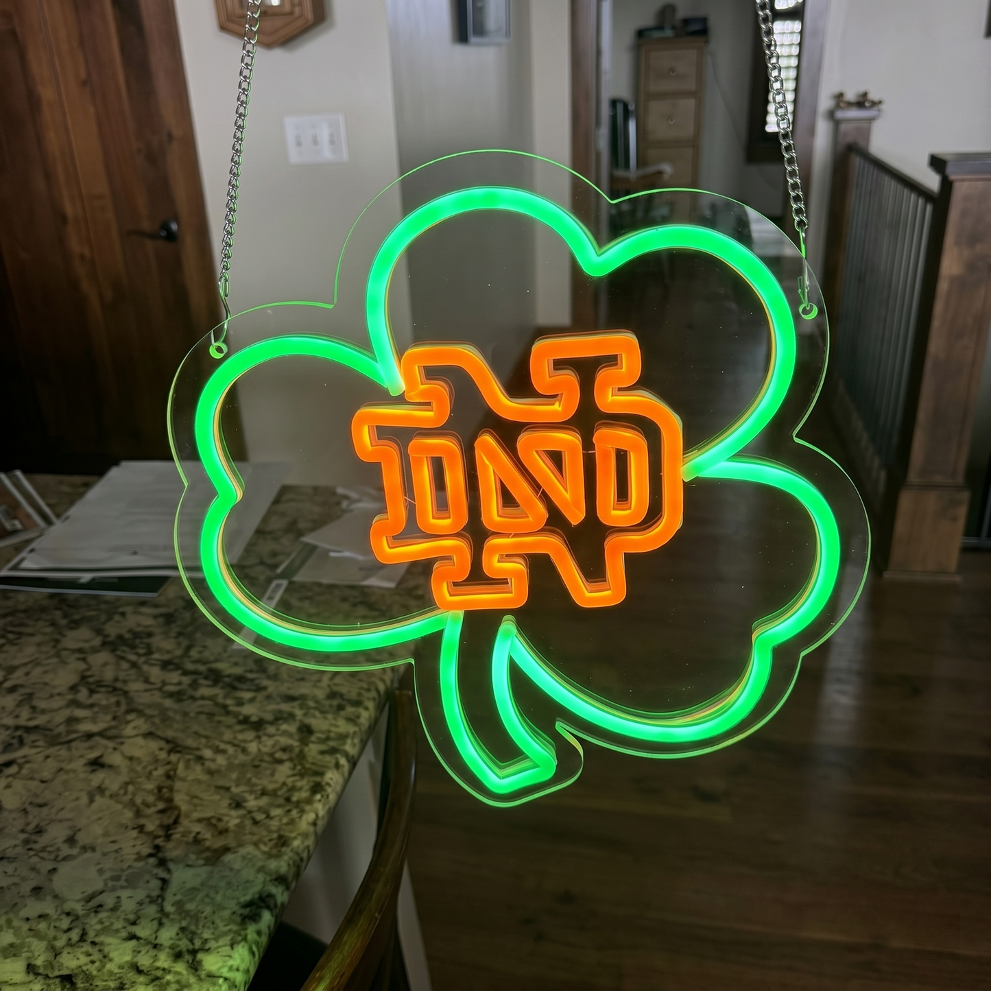 Irish Shamrock LED Neon Sign Green Orange Clover Neon Light Wall Decor for Bar Game Room