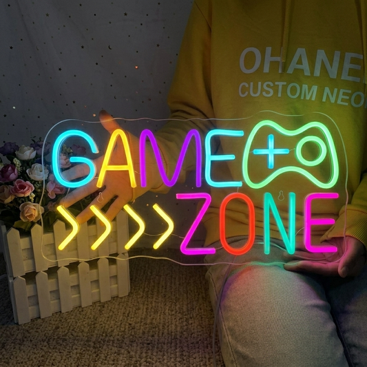 Game Zone LED Neon Sign Colorful Controller Neon Light Wall Decor for Bedroom Gaming Room