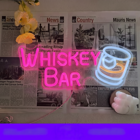 Whisky Bar LED Neon Sign Yellow Blue Cocktail Neon Light Wall Decor for Home Bar Pub