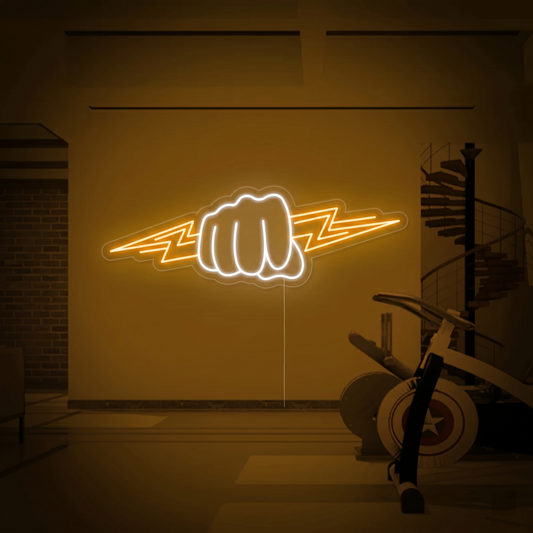 Boxing Fist LED Neon Sign Red White Sports Neon Light Wall Decor for Gym Bedroom