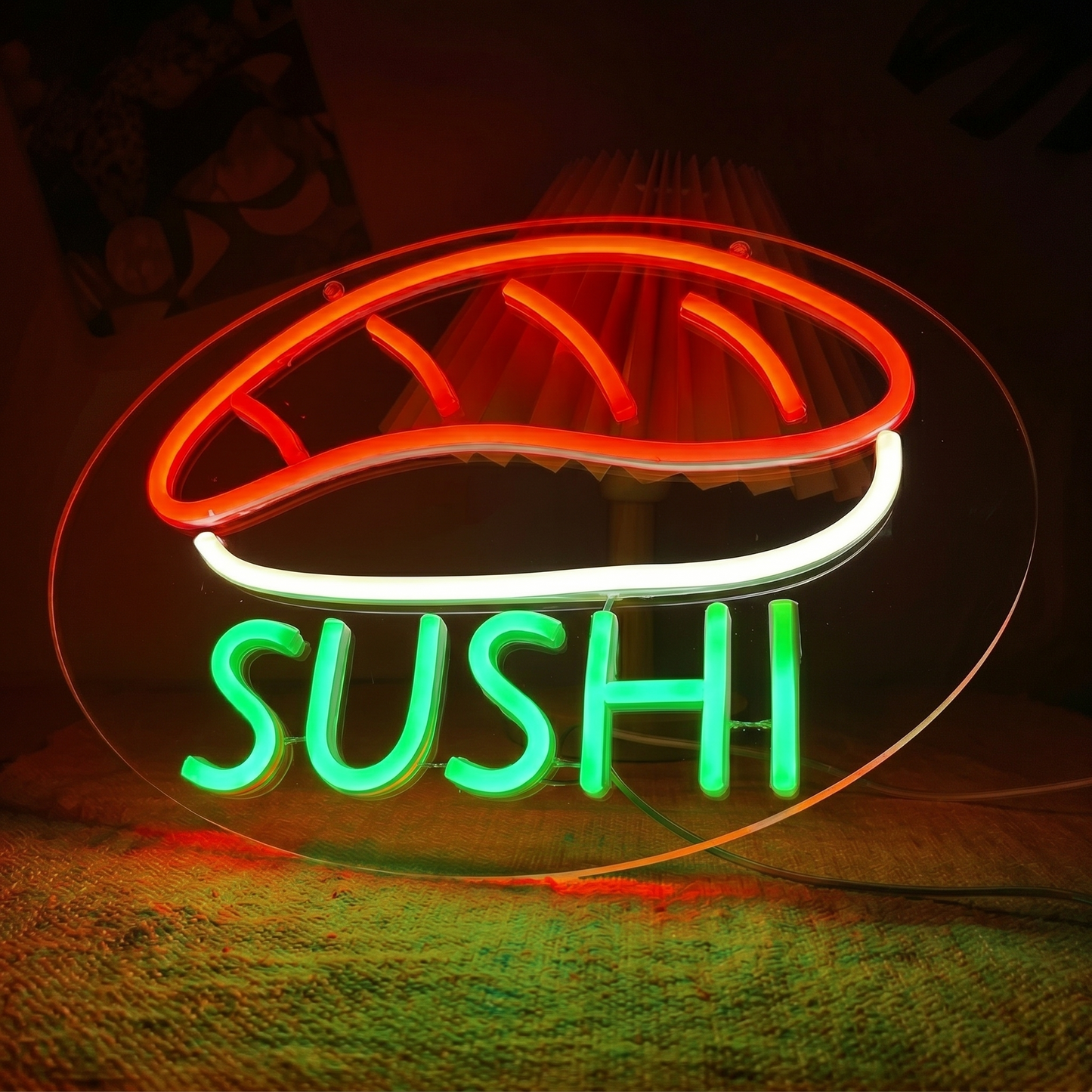 Sushi LED Neon Sign Red White Japanese Food Neon Light Wall Decor for Restaurant Cafe Kitchen