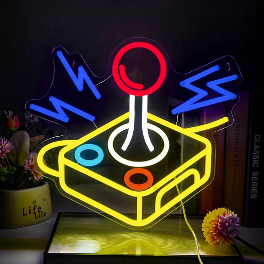 Arcade Game LED Neon Sign Colorful Joystick Neon Light Wall Decor for Game Room Bedroom