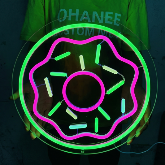 Donut LED Neon Sign Colorful Dessert Neon Light Wall Decor for Bedroom Cafe Bakery