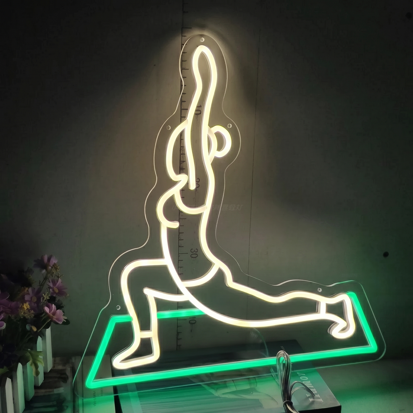 Yoga Pose LED Neon Sign Warm White Purple Fitness Neon Light Wall Decor for Bedroom Studio
