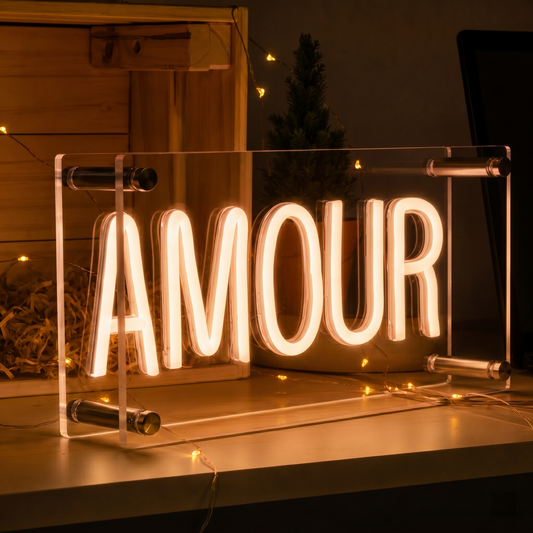 Amour LED Neon Sign Pink Love Neon Light Wall Decor for Bedroom Wedding