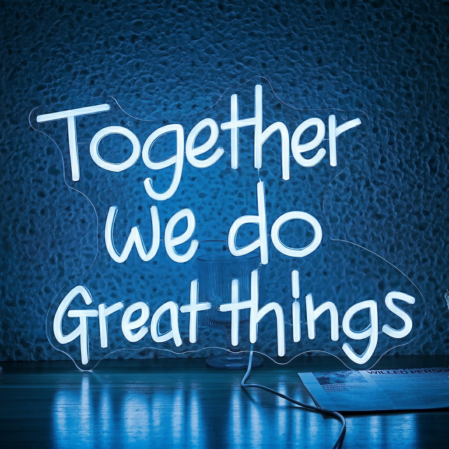 Together We Do Great Things LED Neon Sign Warm White Motivational Neon Light Wall Decor for Office Classroom