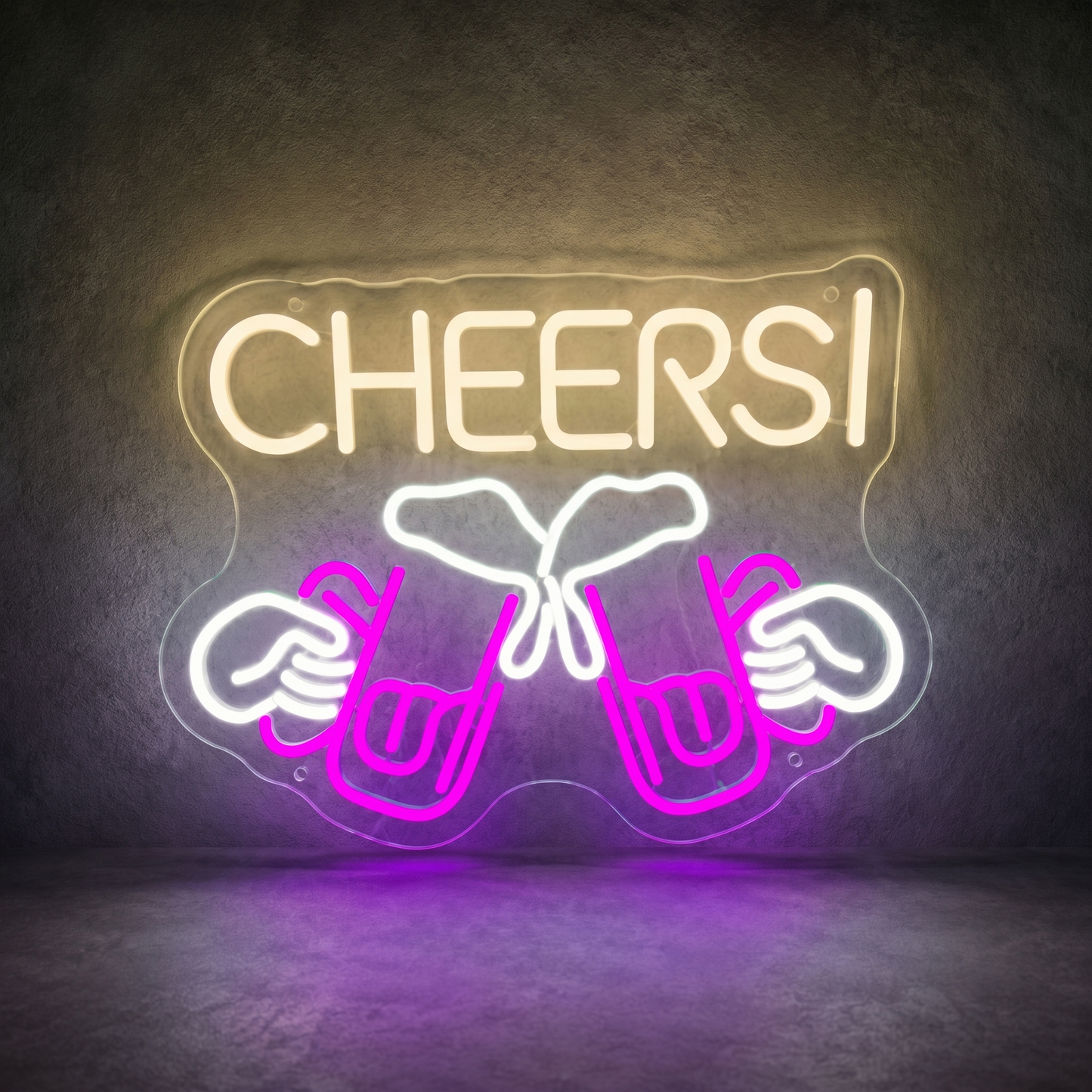 Cheers LED Neon Sign Yellow Pink Toast Neon Light Wall Decor for Bar Party Room