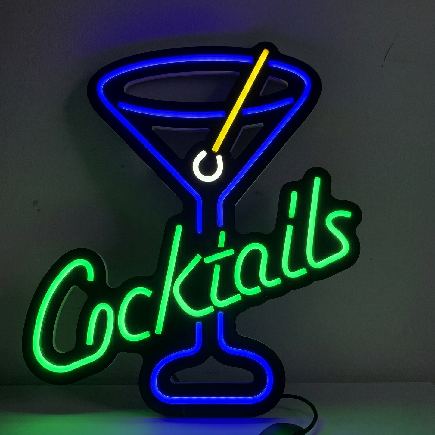 Cocktails LED Neon Sign Martini Glass Neon Light Wall Decor for Bar Restaurant Lounge