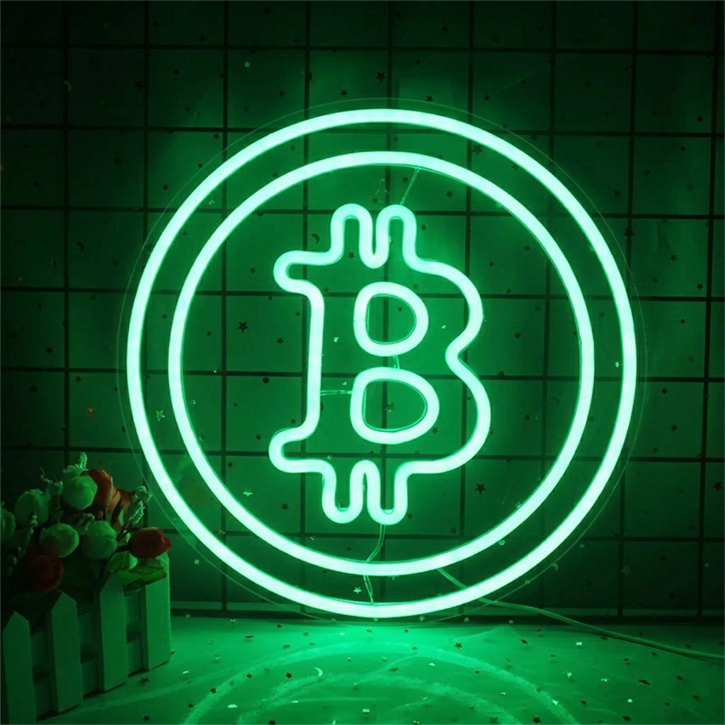 Bitcoin LED Neon Sign Yellow Crypto Neon Light Wall Decor for Bedroom Office Game Room