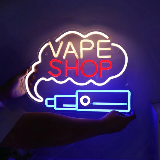 Vape Shop LED Neon Sign Blue Red Cloud Neon Light Wall Decor for Smoke Shop Lounge