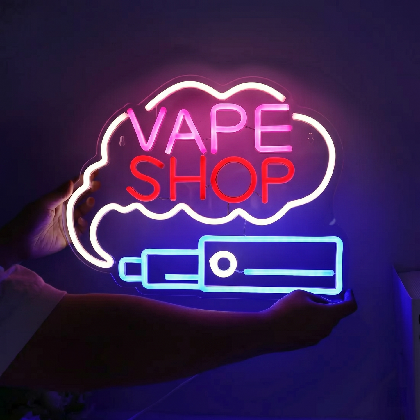 Vape Shop LED Neon Sign Blue Red Cloud Neon Light Wall Decor for Smoke Shop Lounge