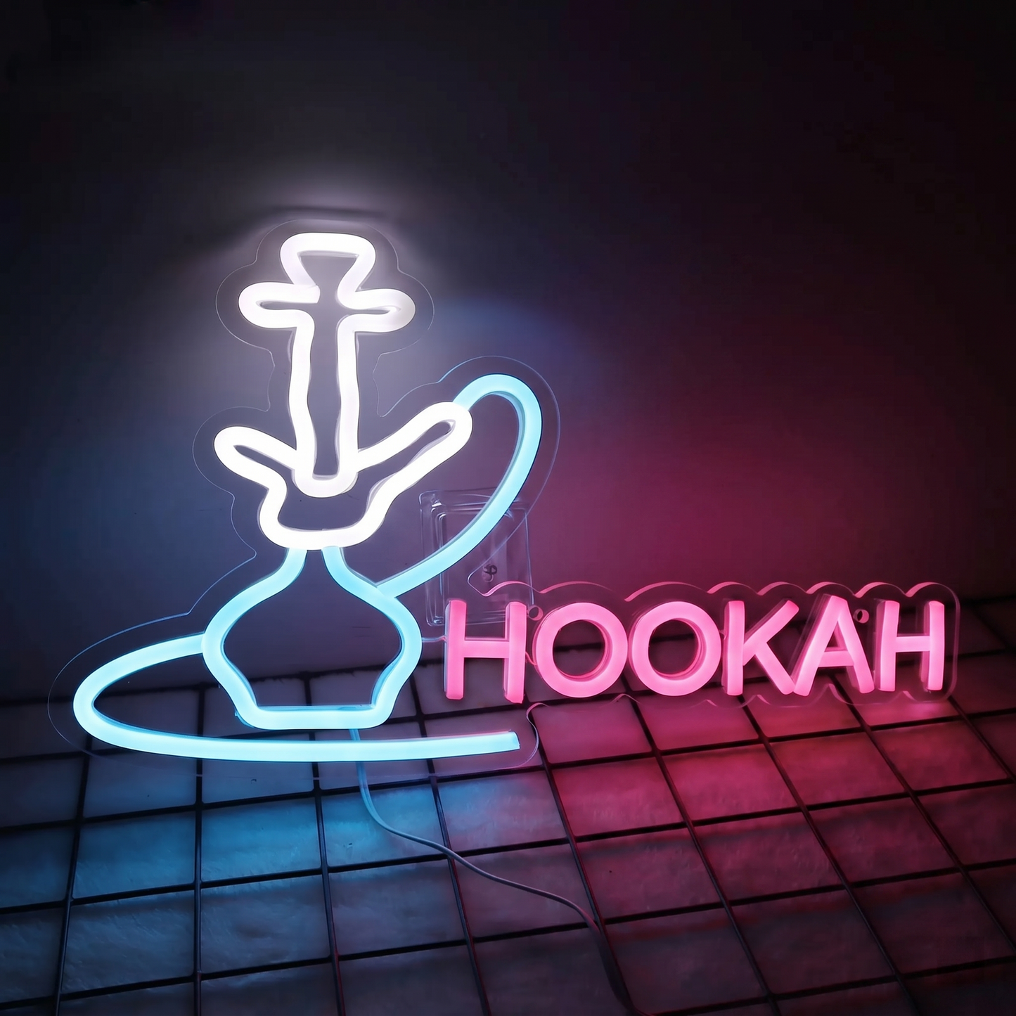 Hookah LED Neon Sign Red Blue Shisha Neon Light Wall Decor for Hookah Lounge Bar