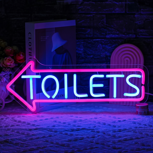 Toilets LED Neon Sign Blue Red Arrow Neon Light Wall Decor for Bathroom Bar Restaurant