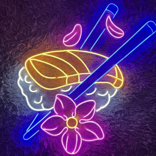 Sushi LED Neon Sign Colorful Japanese Food Neon Light Wall Decor for Restaurant Cafe Kitchen