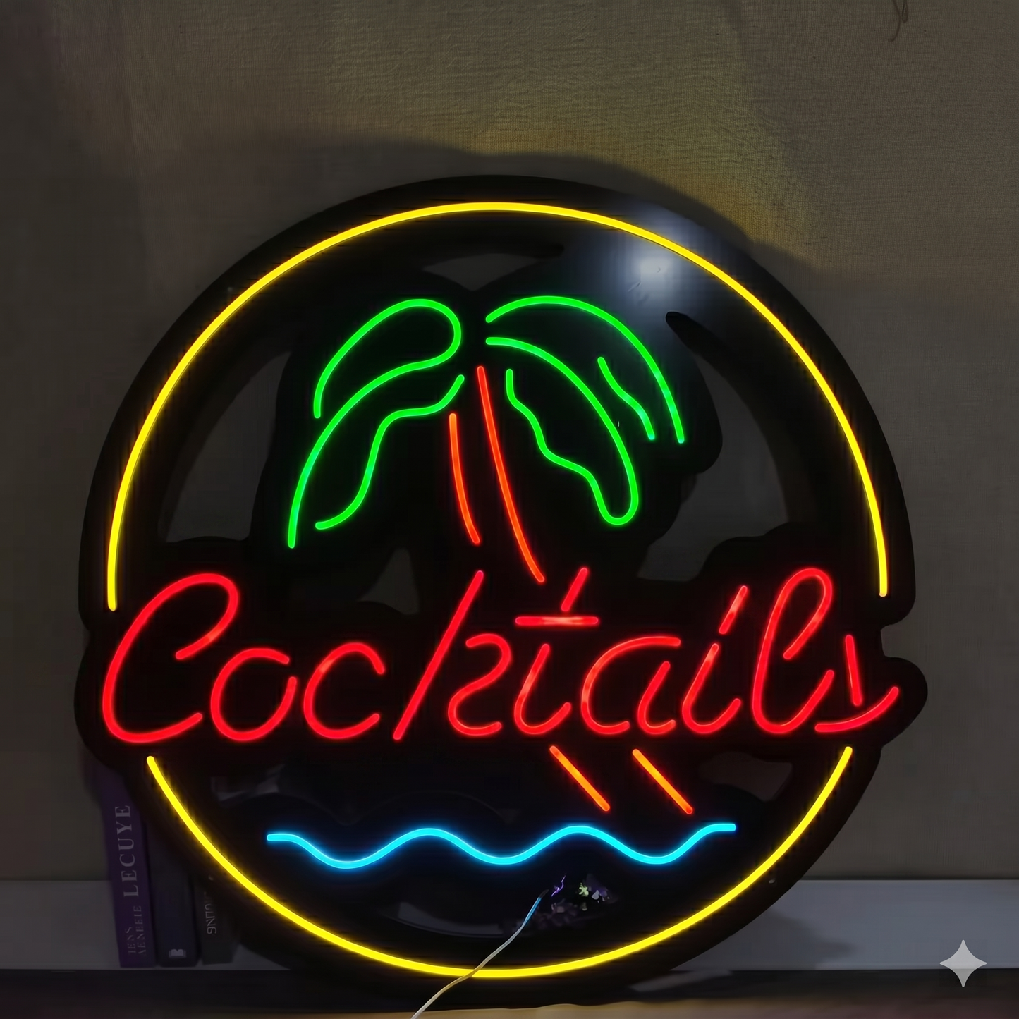 Cocktails LED Neon Sign Pink Yellow Tropical Bar Neon Light Wall Decor for Home Bar Restaurant