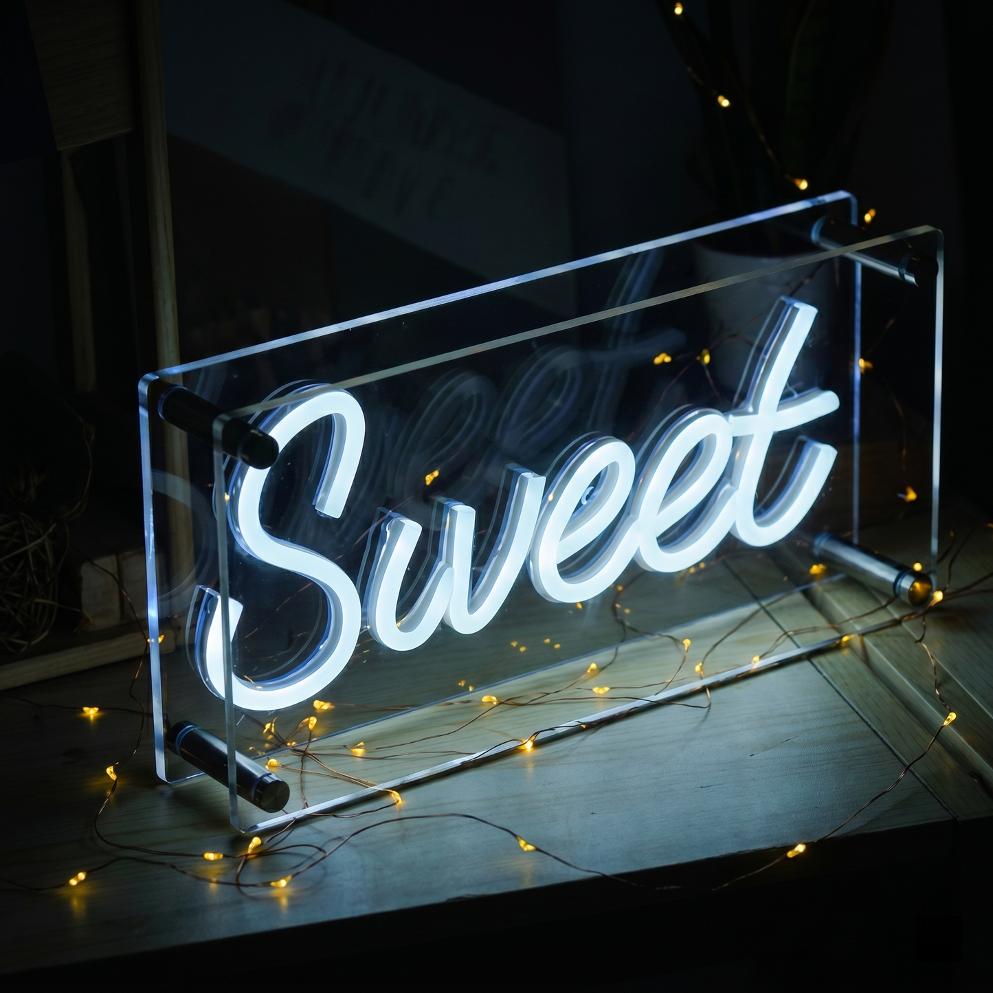 Sweet LED Neon Sign Warm White Script Neon Light Wall Decor for Bedroom Cafe Bakery Kitchen