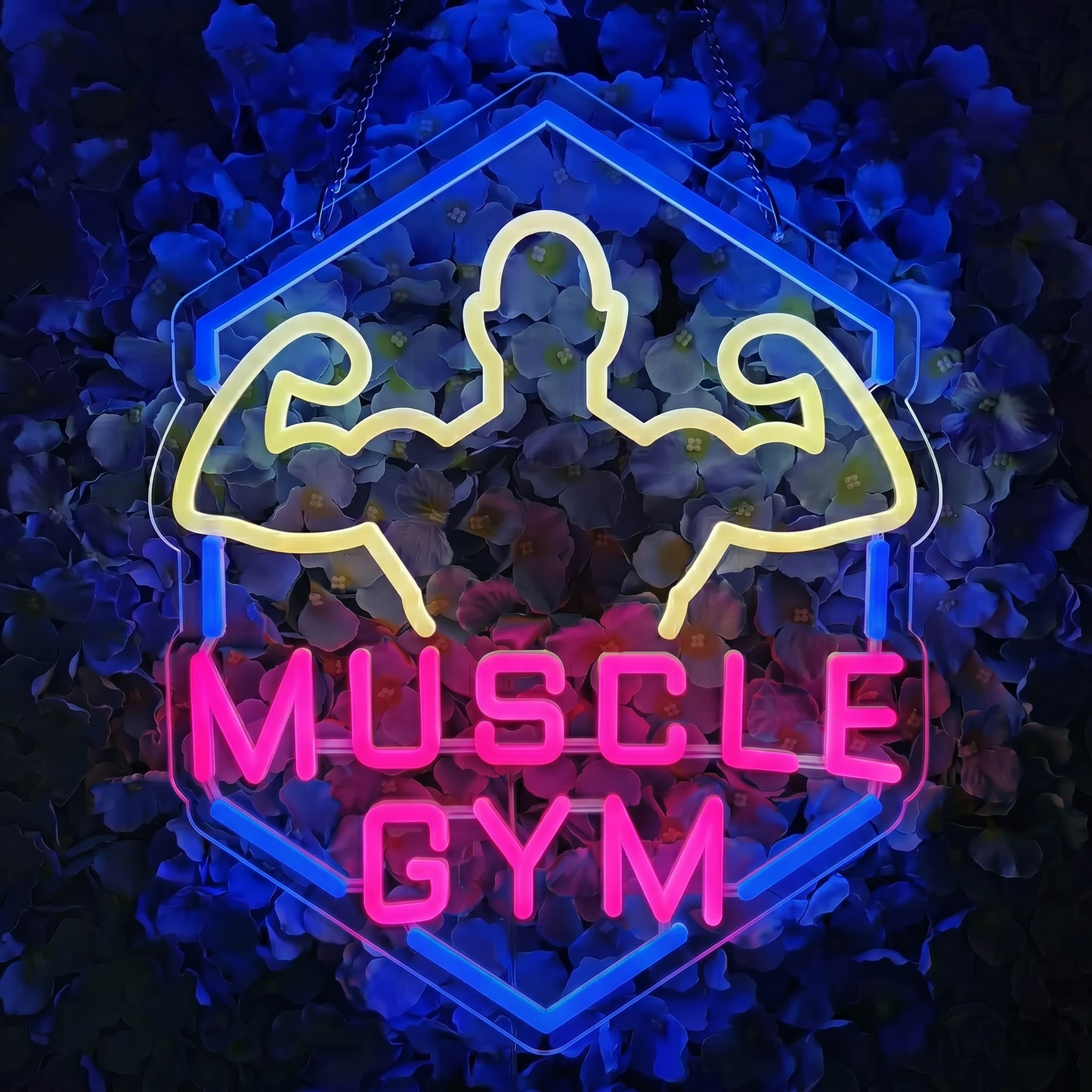 Muscle Gym LED Neon Sign Red Blue Fitness Neon Light Wall Decor for Gym Bedroom