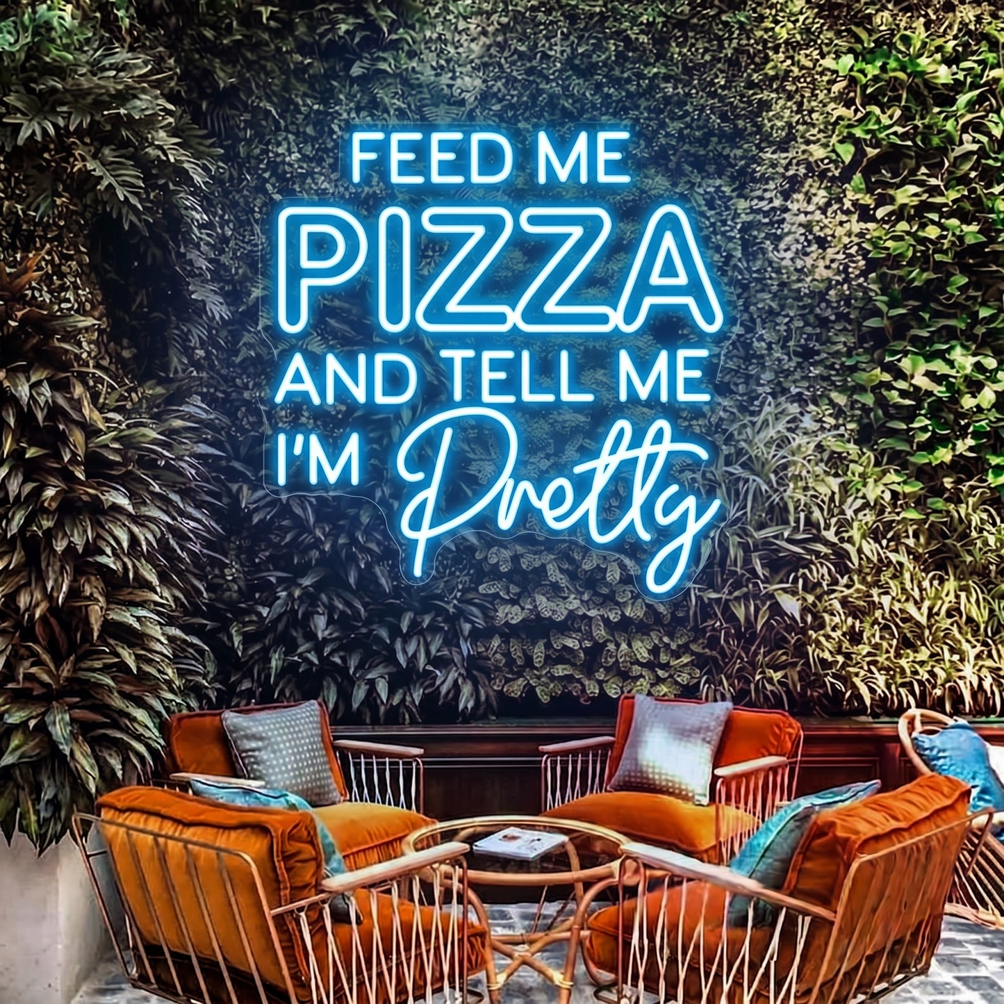 Feed Me Pizza LED Neon Sign Red Quote Neon Light Wall Decor for Restaurant Pizzeria Cafe