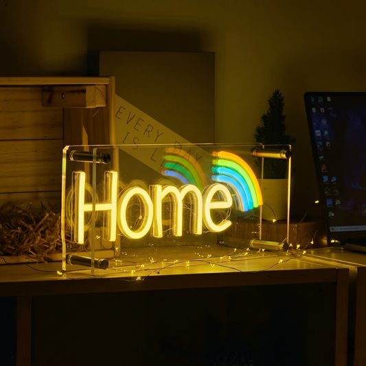 Home LED Neon Sign Ice Blue Rainbow Neon Light Wall Decor for Bedroom Living Room Entryway