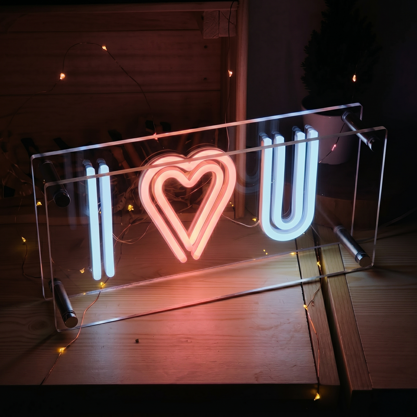 I Love U LED Neon Sign Red Heart White Neon Light Wall Decor for Bedroom Wedding Party