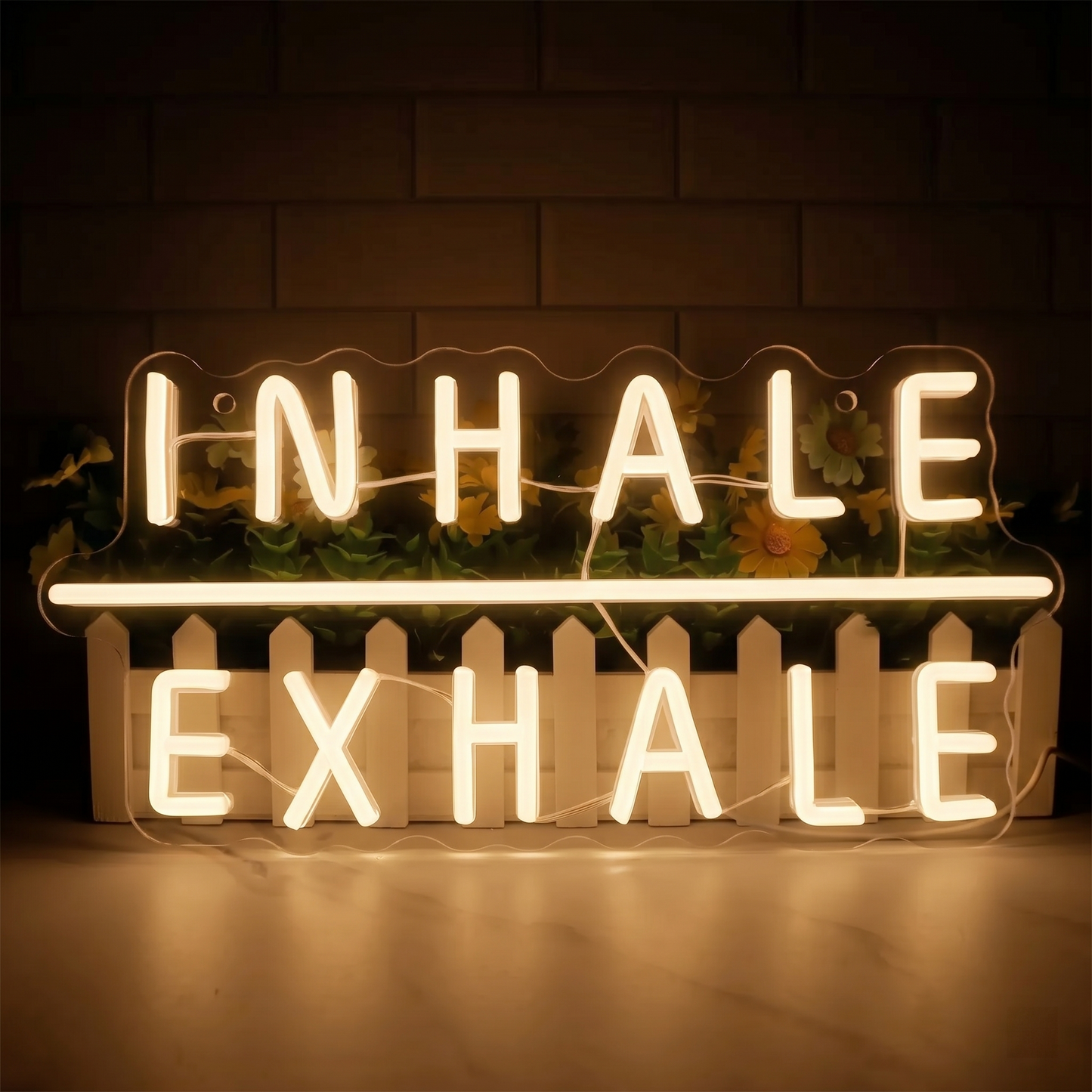 Inhale Exhale LED Neon Sign Blue Yoga Breathing Neon Light Wall Decor for Bedroom Studio