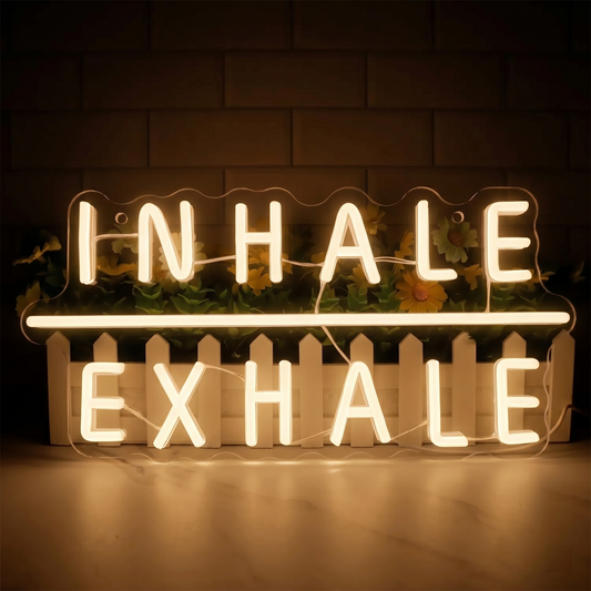 Inhale Exhale LED Neon Sign Blue Yoga Breathing Neon Light Wall Decor for Bedroom Studio
