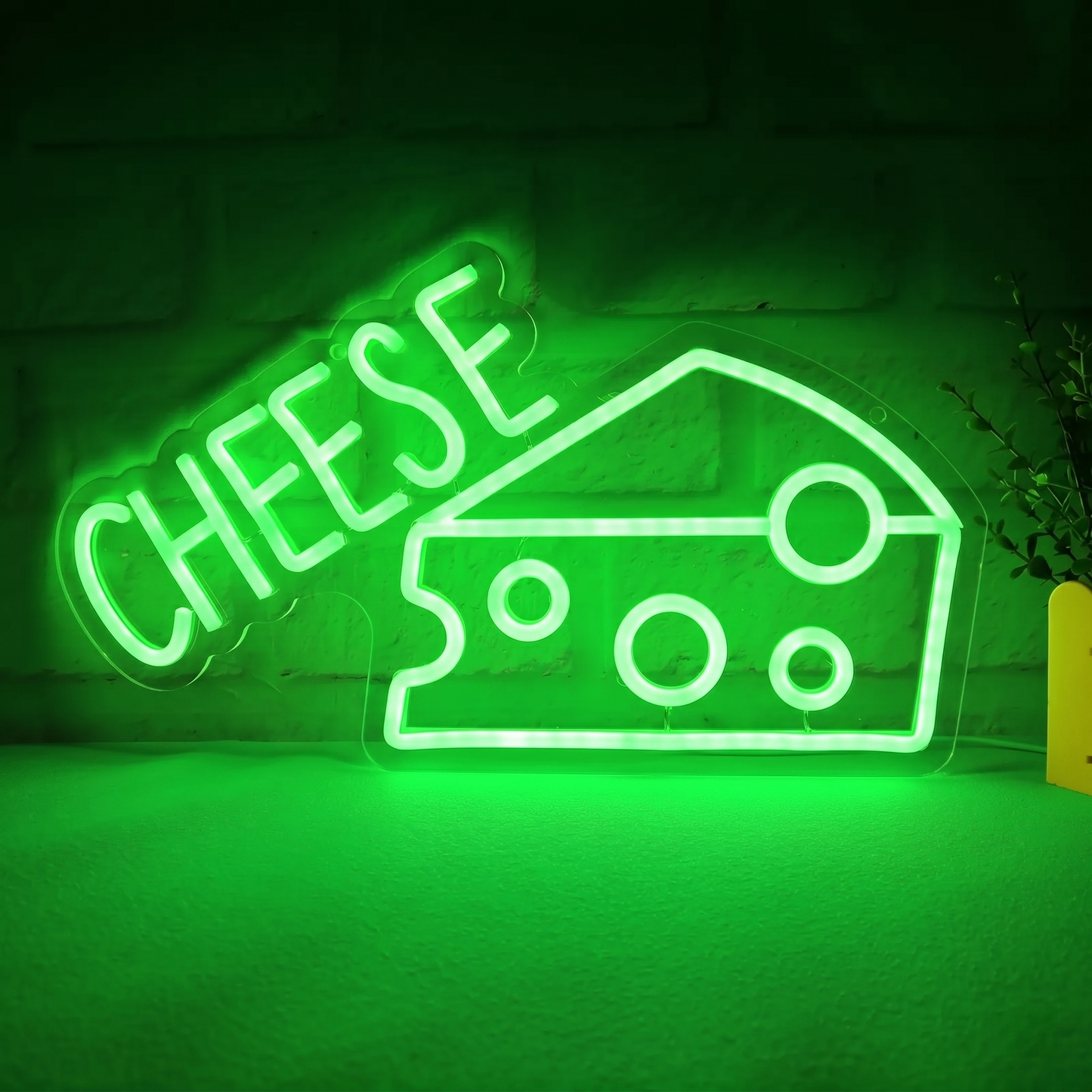 Cheese LED Neon Sign Yellow Food Neon Light Wall Decor for Restaurant Cafe Kitchen