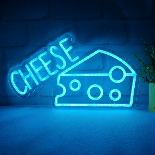 Cheese LED Neon Sign Yellow Food Neon Light Wall Decor for Restaurant Cafe Kitchen