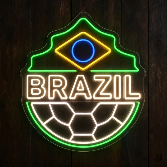Brazil Soccer LED Neon Sign Brazilian Football Neon Light Wall Decor for Sports Bar Game Room