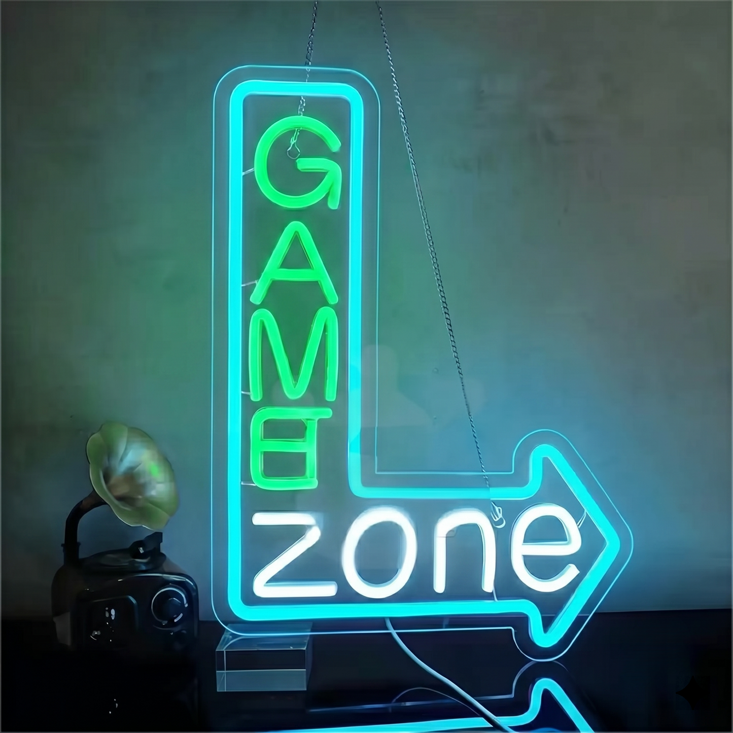 Game Zone LED Neon Sign Blue Yellow Arrow Neon Light Wall Decor for Game Room Bedroom