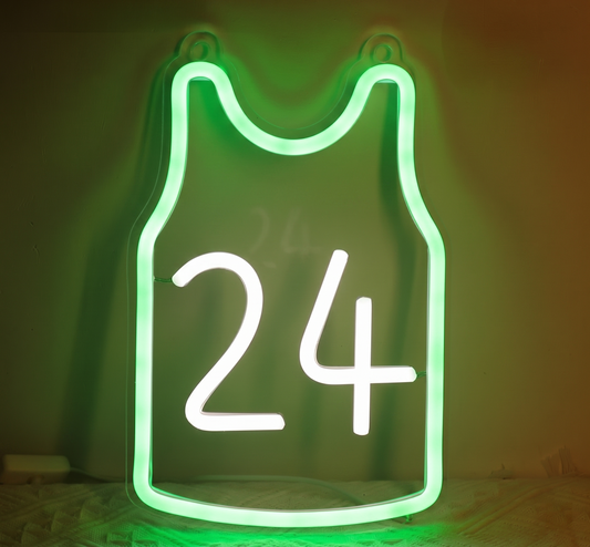Basketball Jersey LED Neon Sign Yellow White Sports Neon Light Wall Decor for Bedroom Gym