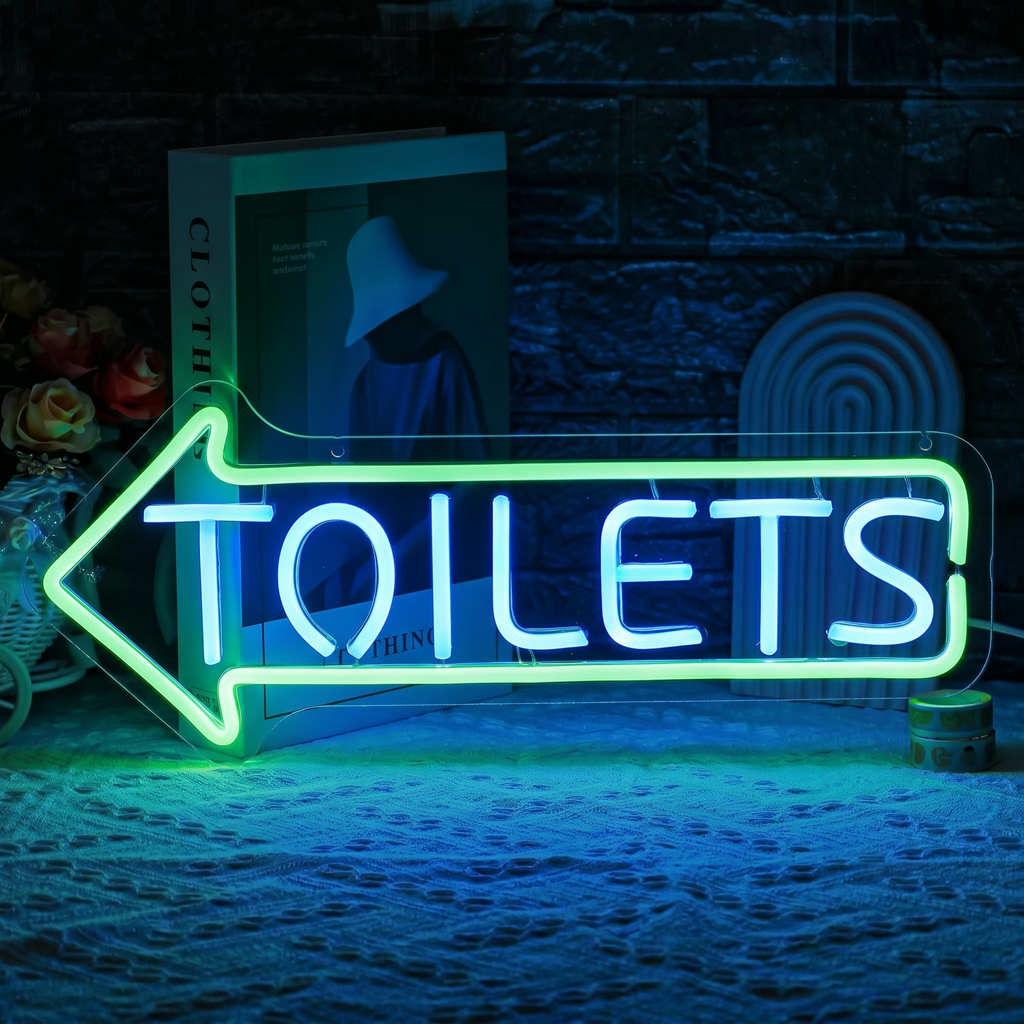Toilets LED Neon Sign Blue Red Arrow Neon Light Wall Decor for Bathroom Bar Restaurant
