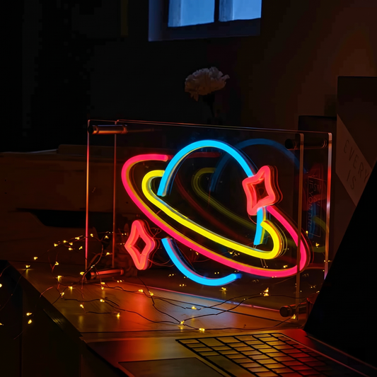 Saturn Planet LED Neon Sign Colorful Space Neon Light Wall Decor for Bedroom Game Room Kids Room