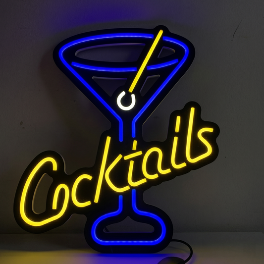 Cocktails LED Neon Sign Martini Glass Neon Light Wall Decor for Bar Restaurant Lounge