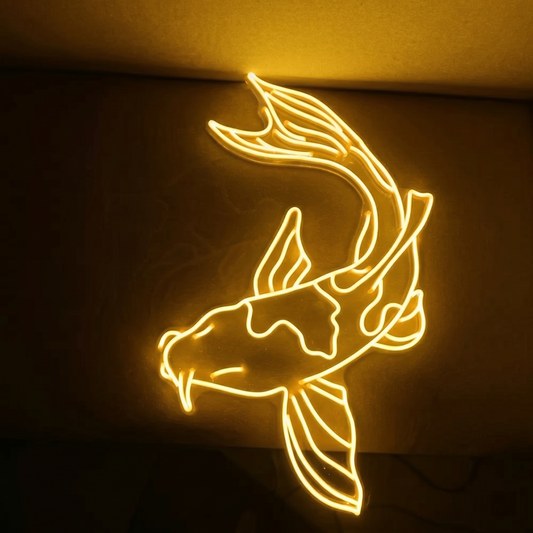 Koi Fish LED Neon Sign Blue Fish Neon Light Wall Decor for Bedroom Bar Cafe