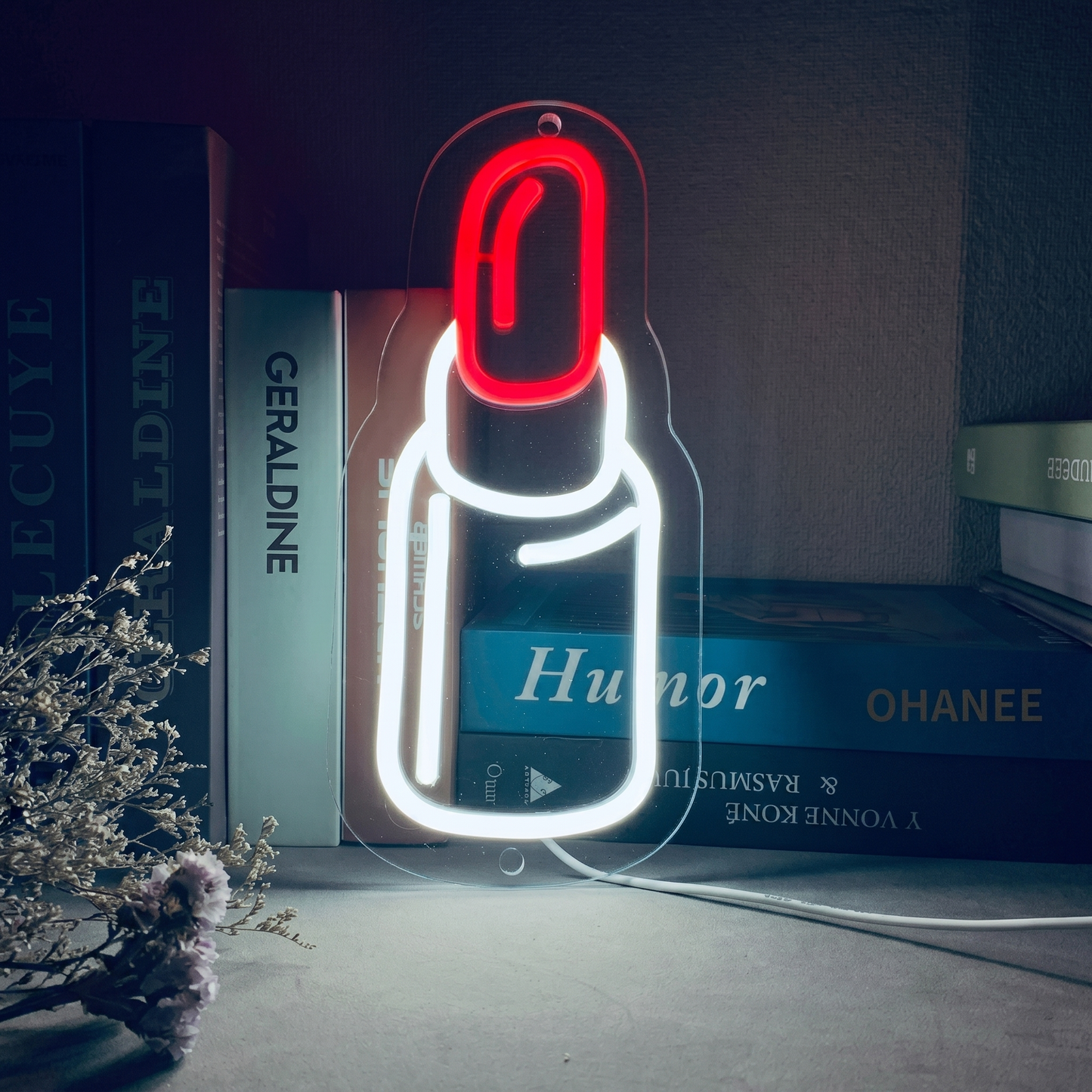 Lipstick LED Neon Sign Red White Makeup Neon Light Wall Decor for Beauty Salon Bedroom
