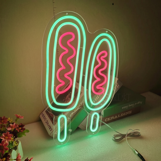 Hot Dog LED Neon Sign Yellow Red Fast Food Neon Light Wall Decor for Restaurant Cafe Kitchen