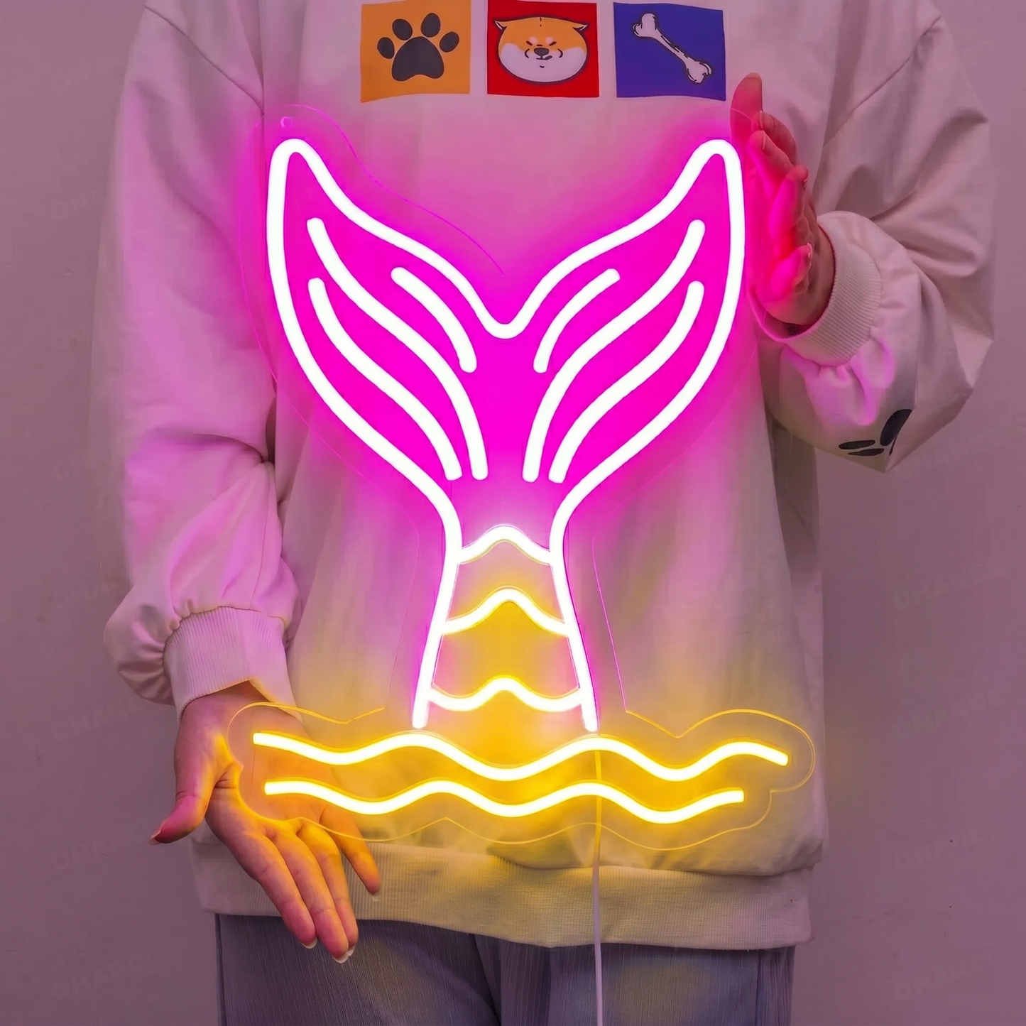 Mermaid Tail LED Neon Sign Pink Blue Ocean Neon Light Wall Decor for Bedroom Kids Room