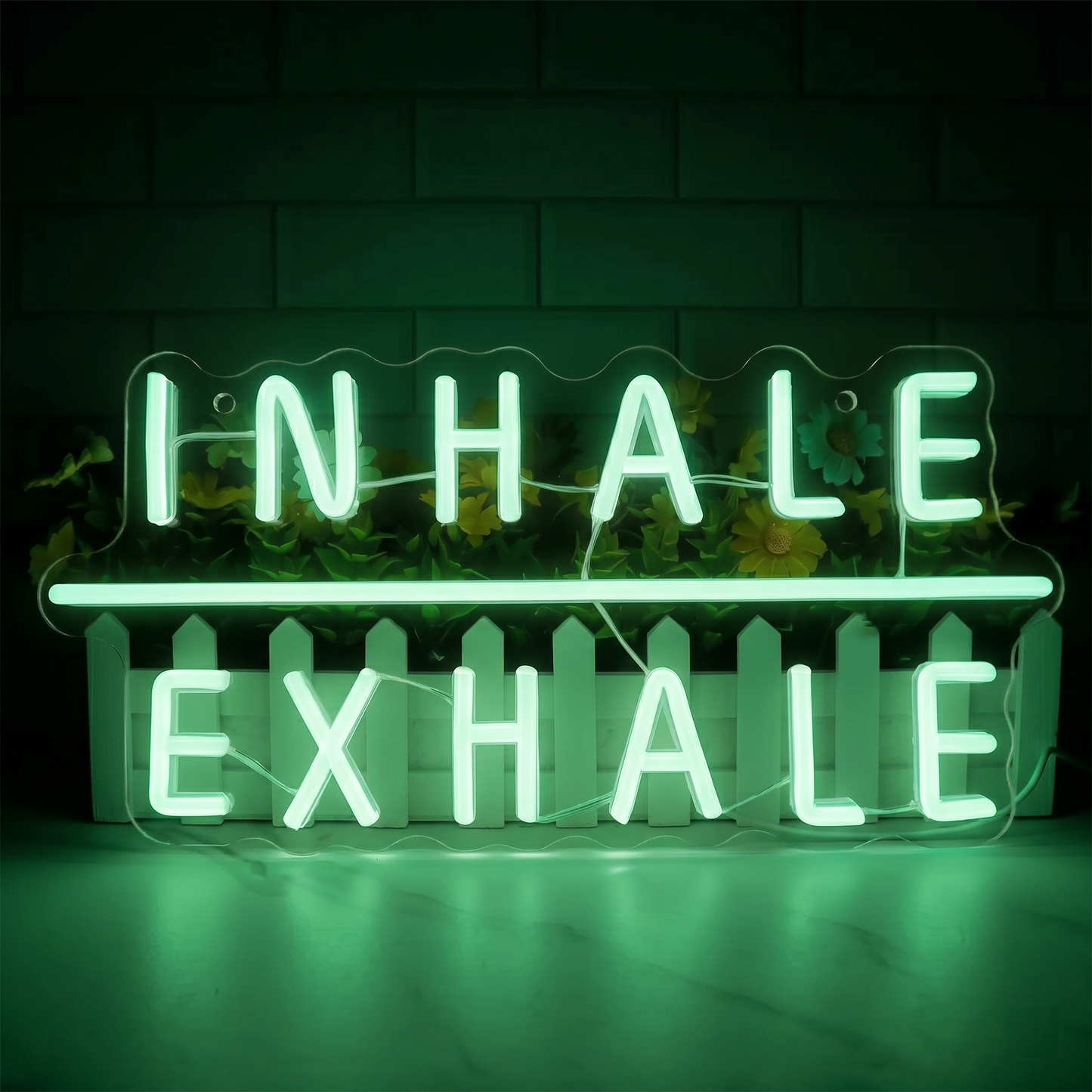 Inhale Exhale LED Neon Sign Blue Yoga Breathing Neon Light Wall Decor for Bedroom Studio