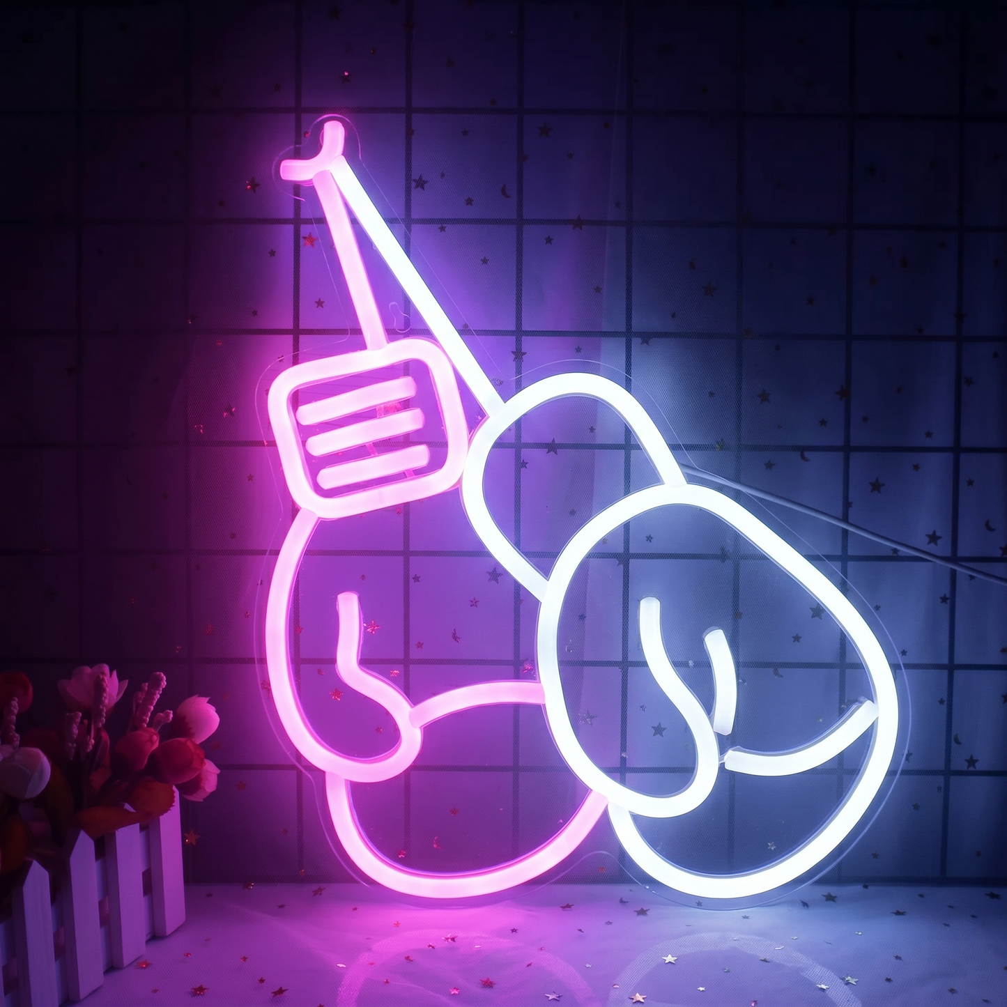 Boxing Gloves LED Neon Sign Pink Blue Sports Neon Light Wall Decor for Bedroom Gym